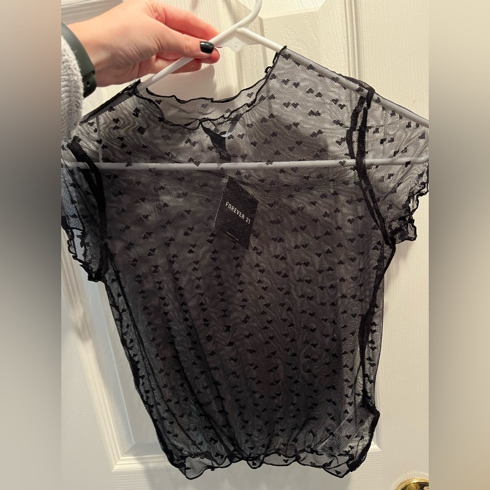 See through heart crop top